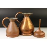 Two Royal Naval Rum / Spirit Copper Measuring Jug including a Gallon Jug and Half Gallon Jug