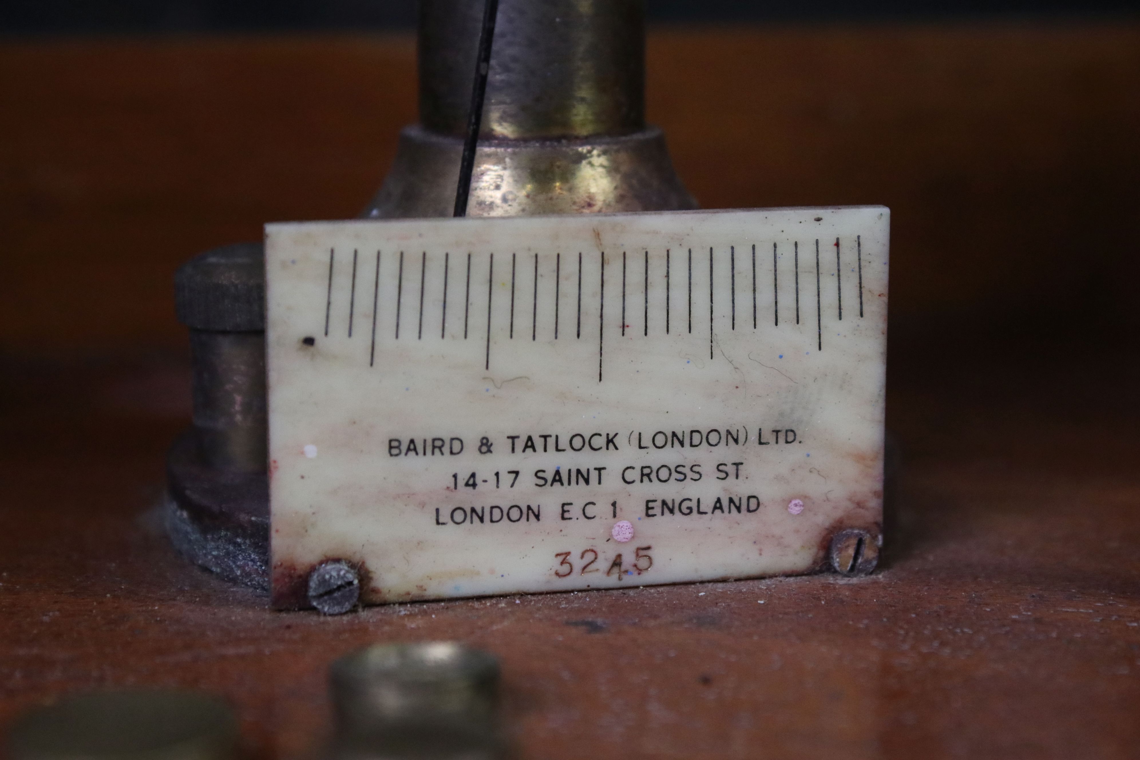 Baird & Tatlock, London set of vintage balance weighing scales housed within a wooden case, with - Image 4 of 7