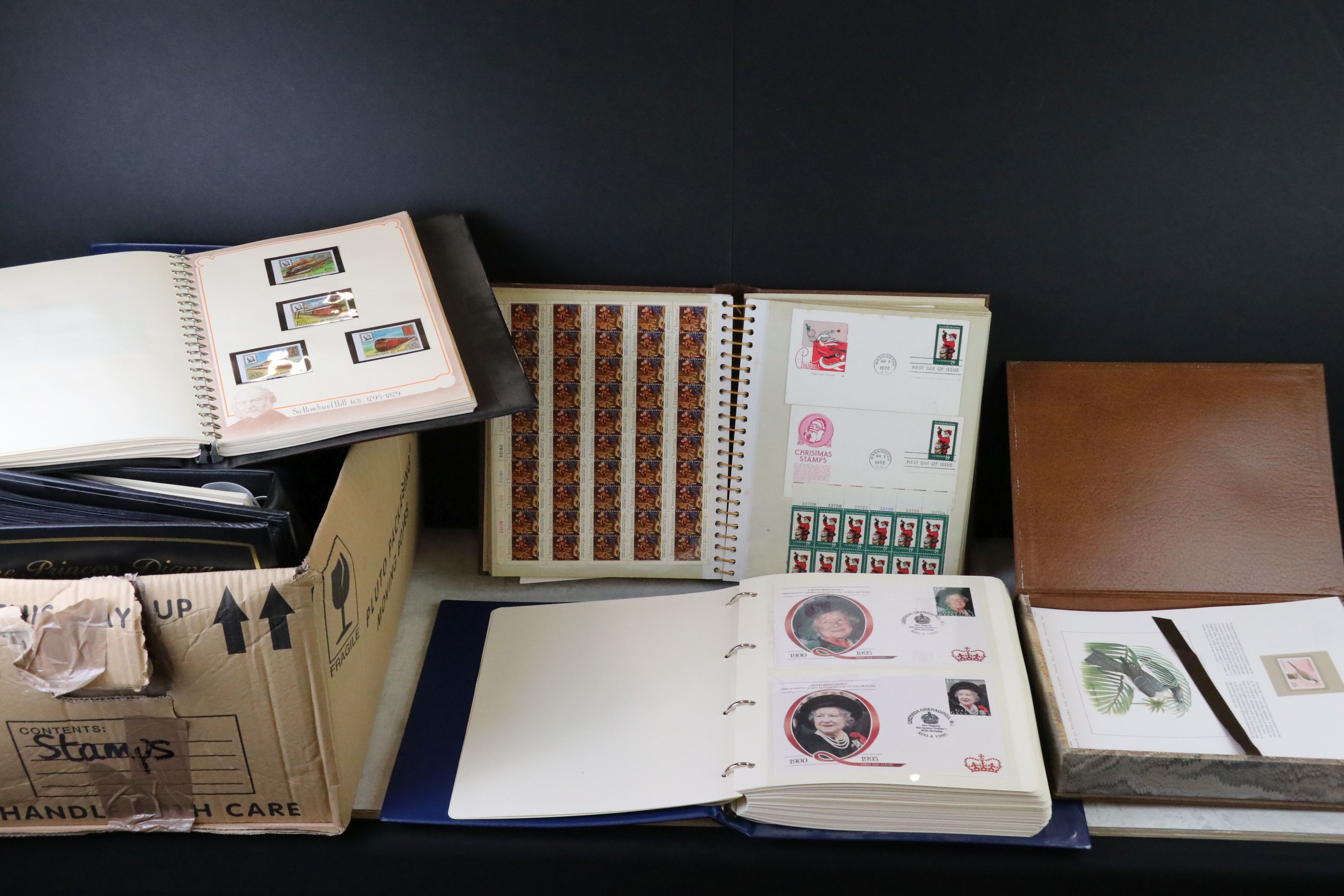 Group of stamps and FDCs, in nine binders, to include USA Christmas stamps, Westminster Queen Mother