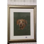 Pastel Portrait of a Dog, signed, 28cm x 38cm, framed and glazed