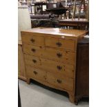 Early 19th century Pine Chest of Two Short over Three Long Drawers raised on swept bracket feet,