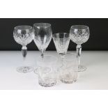 Collection of 20th century cut glassware, 39 pieces to include a set of 6 hock glasses with shard-
