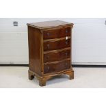 Yew Wood Small Chest of Four Drawers of serpentine form in the George III style, 50cm wide x 39cm