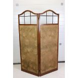Late 19th / Early 20th century Two Fold Dome Top Dividing Screen, part glass and part fabric, each