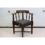 Victorian style Tub Corner Chair with a painted elm effect, 71cm wide x 77cm high