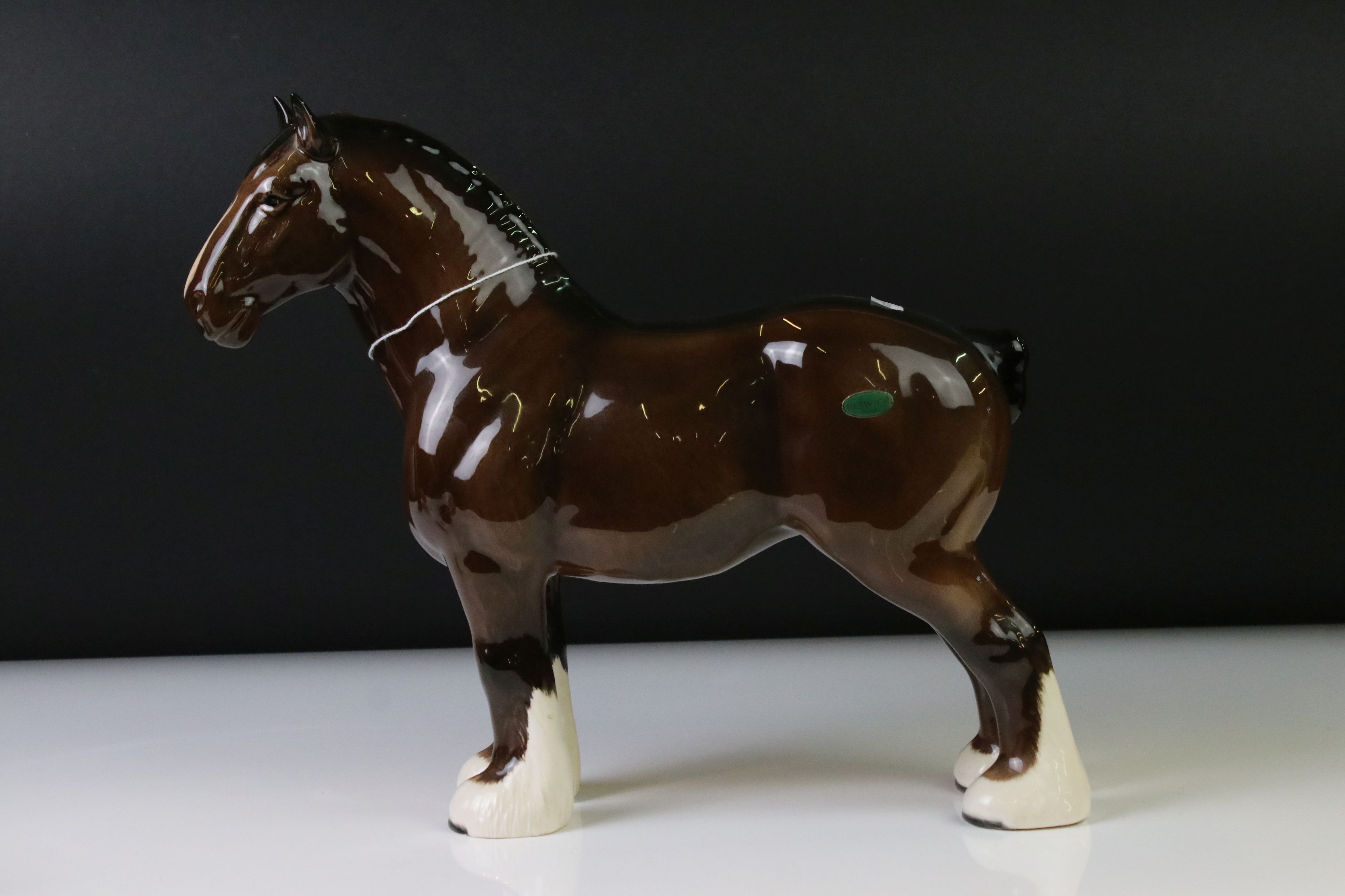 Beswick brown gloss shire horse with original paper label, 26.5cm high, together with a Beswick - Image 2 of 13