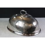 19th century Elkington & Co Silver Plated Cloche, with engraved decoration of a crest surrounded