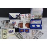 A collection of mainly United States coinage to include silver examples.