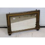 Early 19th century Small Over-mantle Mirror contained in a rectangular Gilt and Ebonised Frame, 76cm