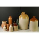 Large Stoneware Flagon impressed Wm Knapp, Grocer & C, Swindon, 38cm high together with nine