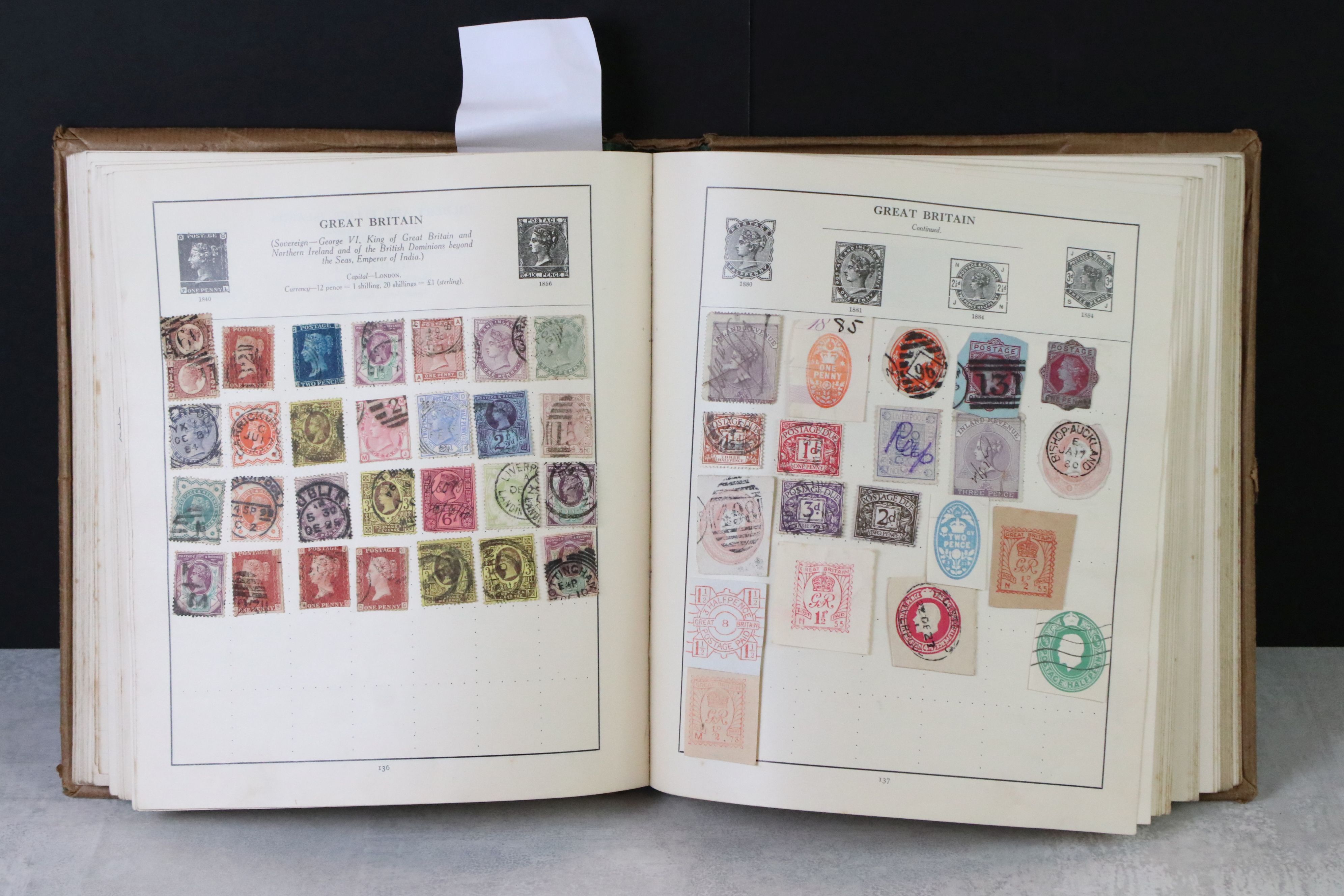 Collection of GB, Commonwealth & World stamps in a vintage album, to include Queen Victoria and
