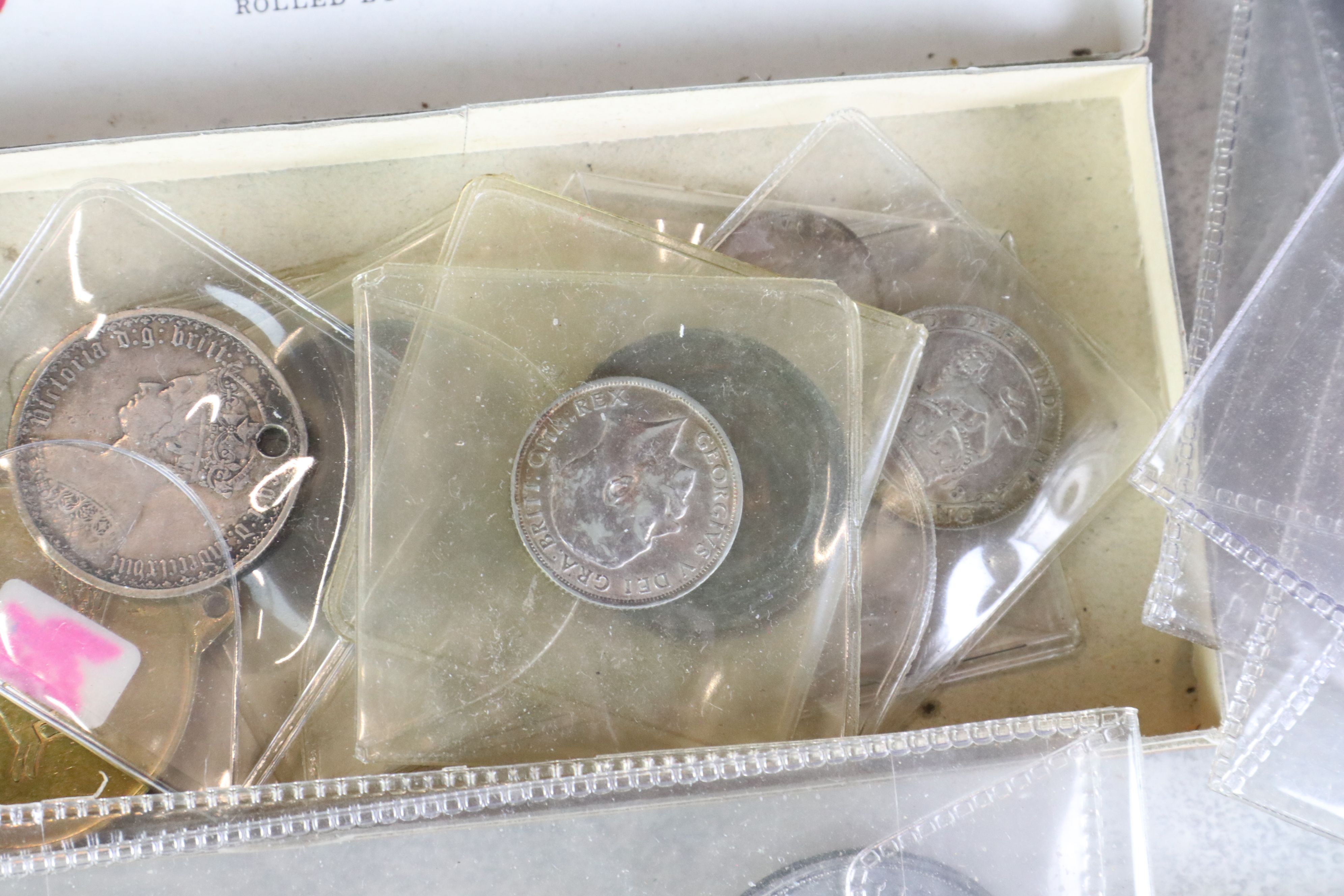 A collection of mainly British pre decimal coins to include silver examples. - Image 4 of 6