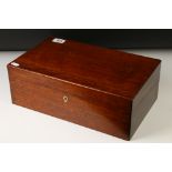 Victorian mahogany writing slope with fitted felt-lined slope, brass lidded inkwell, various