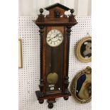 Victorian Walnut Cased 8 day Regulator Wall Clock, the white enamel face with Roman numerals and