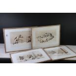 Boris O'Klein, four framed and glazed signed prints from the ' Dirty Dogs ' range