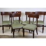 Set of Six Regency / William IV Mahogany Curved Bar Back Dining Chairs with stuff-over upholstered