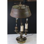 Bouillotte style Gilt Metal and Toleware Three Branch Table Lamp, 60cm high