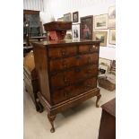 18th century Walnut Chest on Stand comprising two short drawers over three long drawers, raised on a