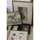 Group of Five Pictures including 19th century Watercolour of a Gypsy Girl, Two Chinese Watercolours,