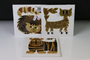 Three Kenneth Townsend 1960s/70s ceramic animal tiles to include a Cheshire Cat, Tiger and Spikey