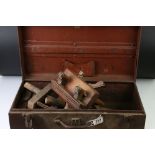 19th / Early 20th century Wooden Plough Plane with brass mounts together with five further Wooden