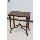 Mahogany Rectangular Side Table with shaped cross-stretcher, 50cm wide x 54cm high