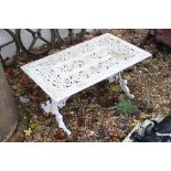 White Metal Ornate Low Garden Table, 90cm long x 49cm high