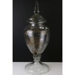 Advertising - Late 19th Century Kirker Greer & Cos Old Irish Whisky glass dispensing urn & cover,