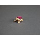 Brass cased frog pincushion