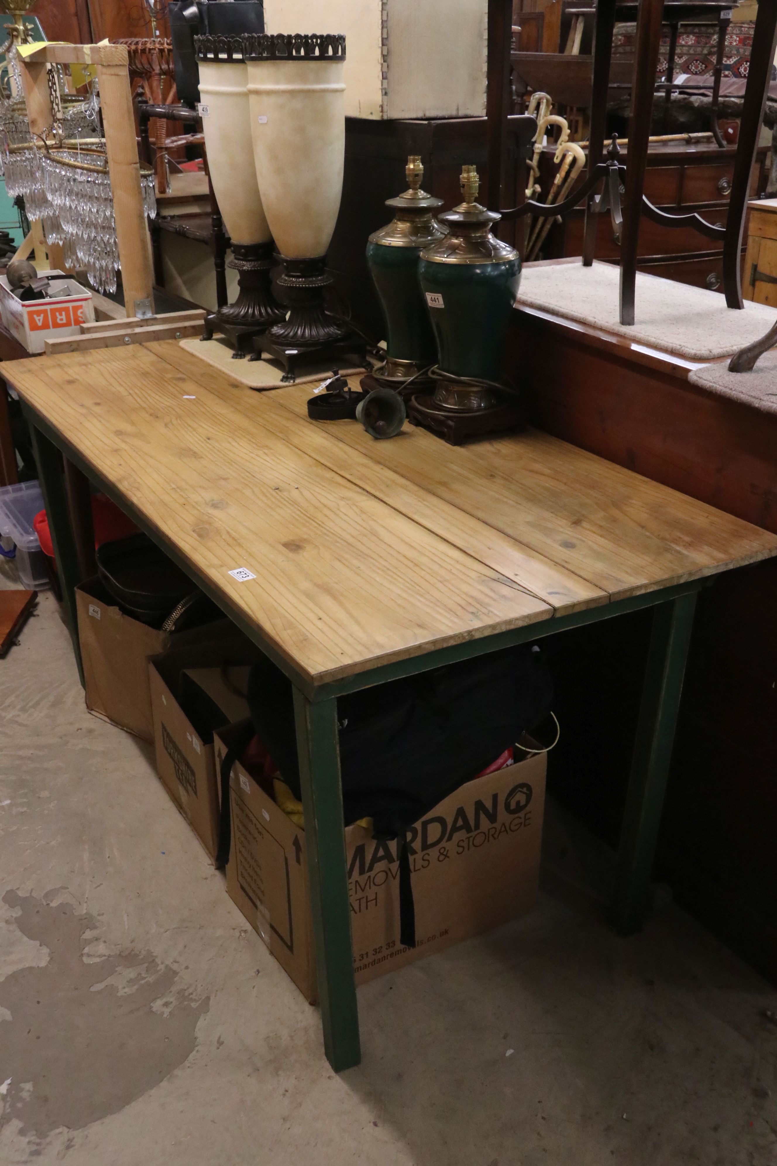 Pine kitchen table on square legs