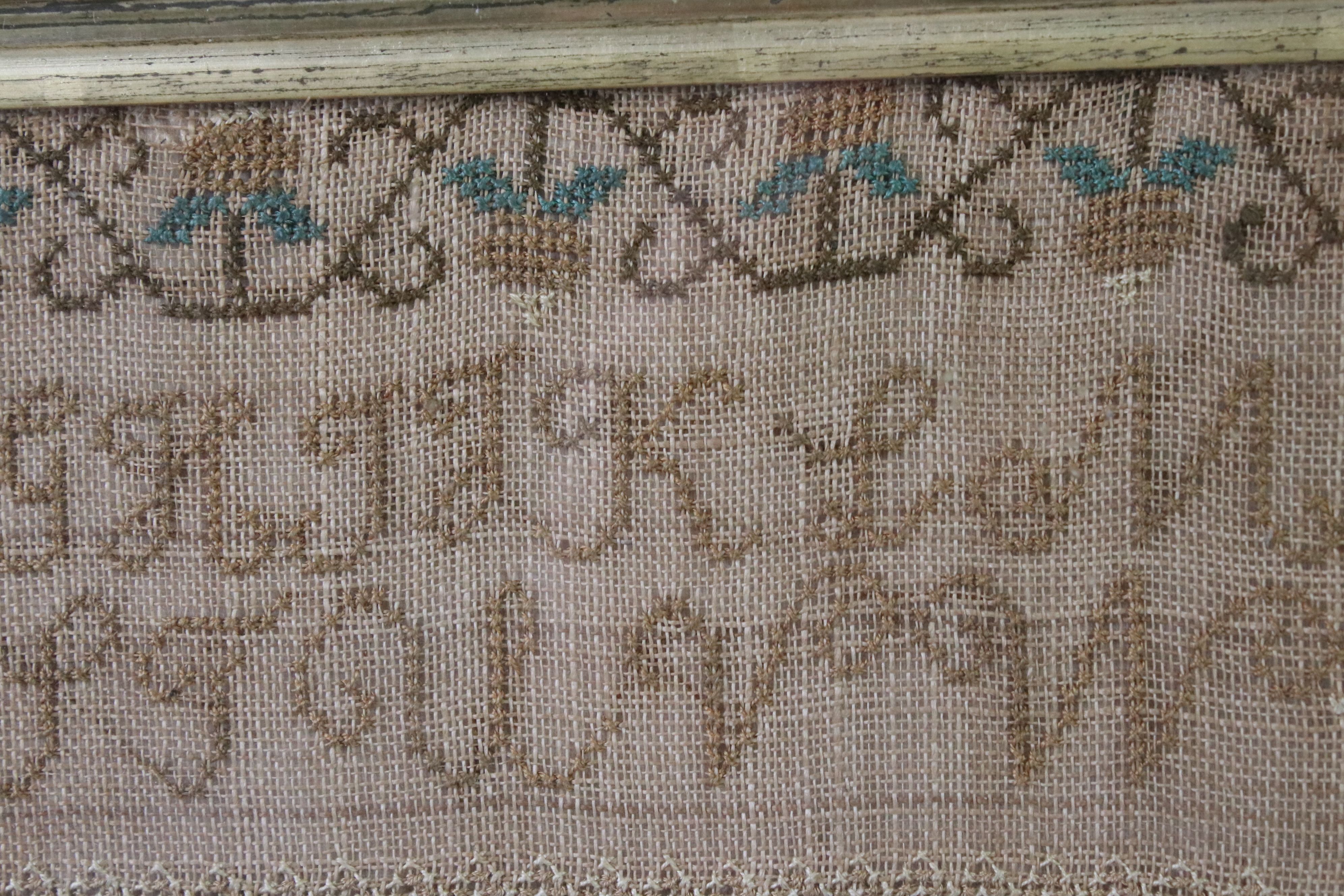 Early 19th century needlework sampler by Mary Bank, dated June 16th 1826, featuring a house, - Image 6 of 7