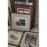 Six Etchings and Engravings including Rosemary Mortimer Limited Edition Etchings titled '