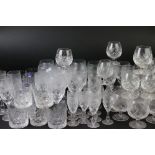 Collection of 20th century cut glass ware, 53 glasses to include Royal Doulton Crystal (14 wine