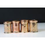 Set of Four Late 19th / Early 20th century Copper Lidded Cannisters, possibly for Spice, 7cm high