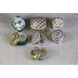A small collection of pill / trinket boxes to include Halcyon Days Bilston enamel and Limoges