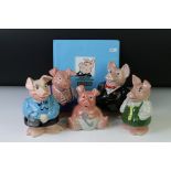Five Wade NatWest ceramic piggy banks with stoppers, to include Sir Nathaniel Westminster the