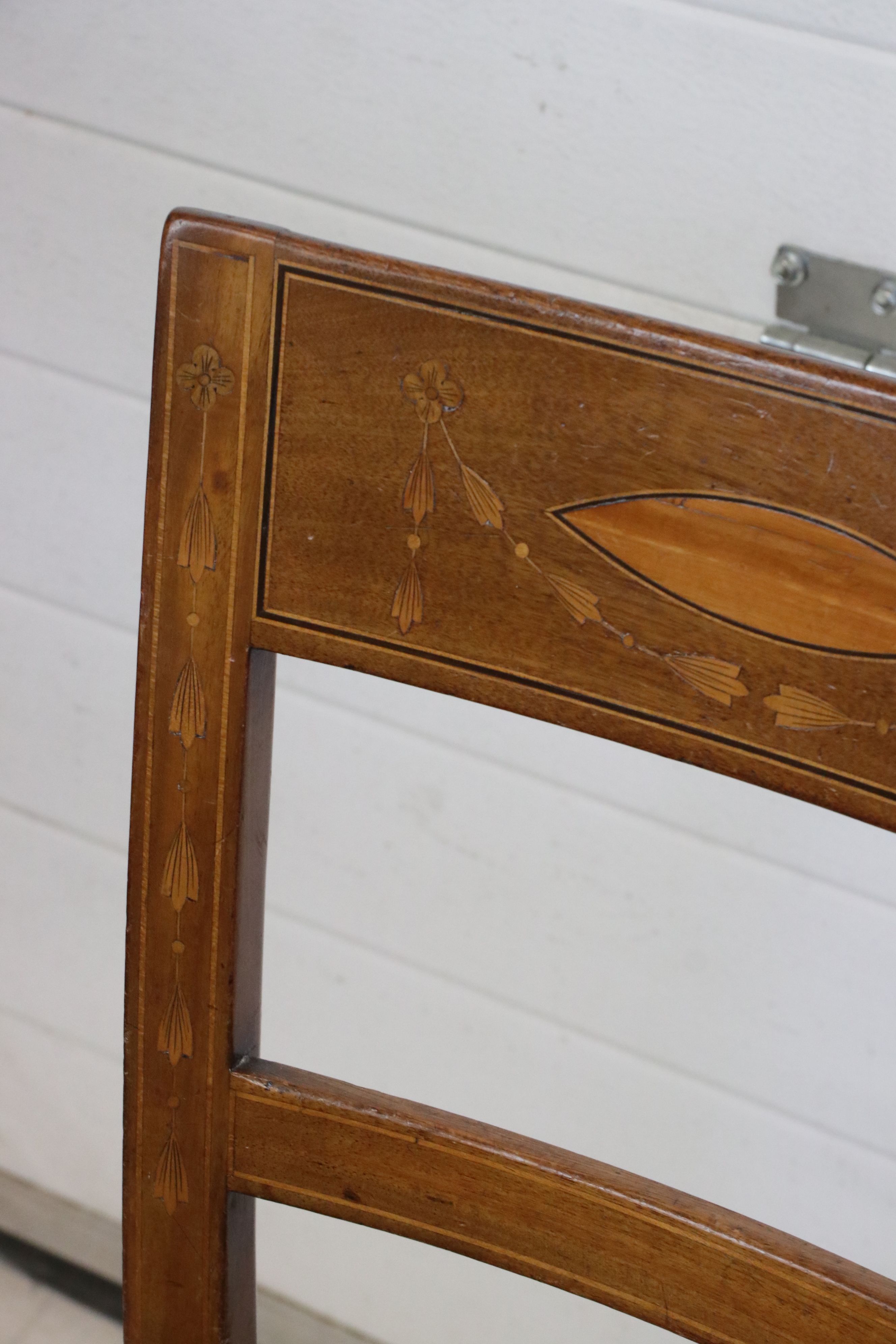 Pair of 19th century Mahogany Inlaid Side Chairs with stuff-over seats - Image 5 of 5