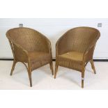 Pair of Lloyd Loom ' Lusty ' Tub Chairs with a gold finish