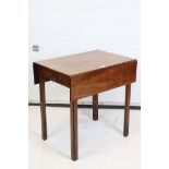 George III Mahogany Pembroke Table with drawer to end, raised on chamfered square supports, 71cm