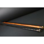 George V ebonised walking stick with silver terminal, London 1923, 92.5cm long, together with a