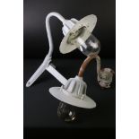 Two Mid century Retro ' Coughtrie ' Industrial Swan Neck Lights, one wall mounted, the other on a