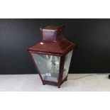 Late 19th / Early 20th century Oil Street Lantern with three glazed panels and makers label '