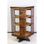 Early 20th century Oak Three Tier Revolving Bookcase, with label ' American Patent Revolving