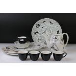 Ridgway Potteries 'Homemaker' pattern part tea set comprising teapot (missing lid), 5 teacups, 6