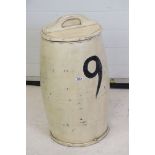 Vintage painted pine barrel with lid