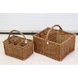 Large Wicker Picnic Basket, 50cm x 38cm with three bottle compartment and another 6 Bottle Basket,