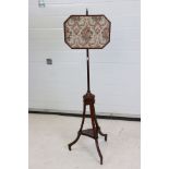 19th century Mahogany Pole Screen with embroidered panel, 126cm high