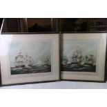 Pair of antique naval prints of the Battle of Lake Erie ( Battle of Put-In-Bay ) in 1813 between the