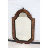 19th century Shaped Burr Walnut Framed Wall Mirror, 66cm x 39.5cm