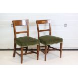 Pair of 19th century Mahogany Inlaid Side Chairs with stuff-over seats